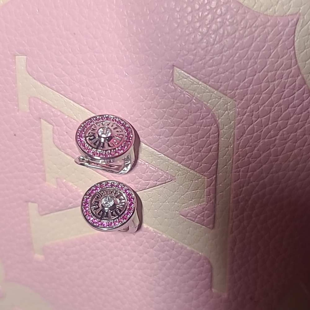 Small  Lavender and Silver Crystal Studded Earrings